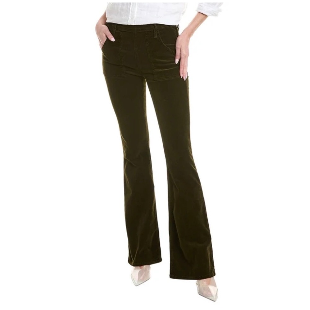 FRAME Le High Flare Corduroy Pants Deep Moss Green High Rise LHFV570 Womens 28